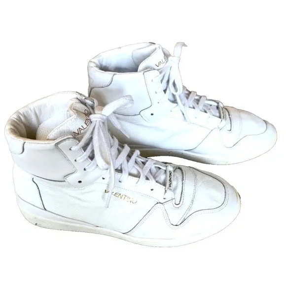 Valentino ~ White Leather High Top Sneakers ~ Men's US 8 / EU 41; Italy - Picture 7 of 15